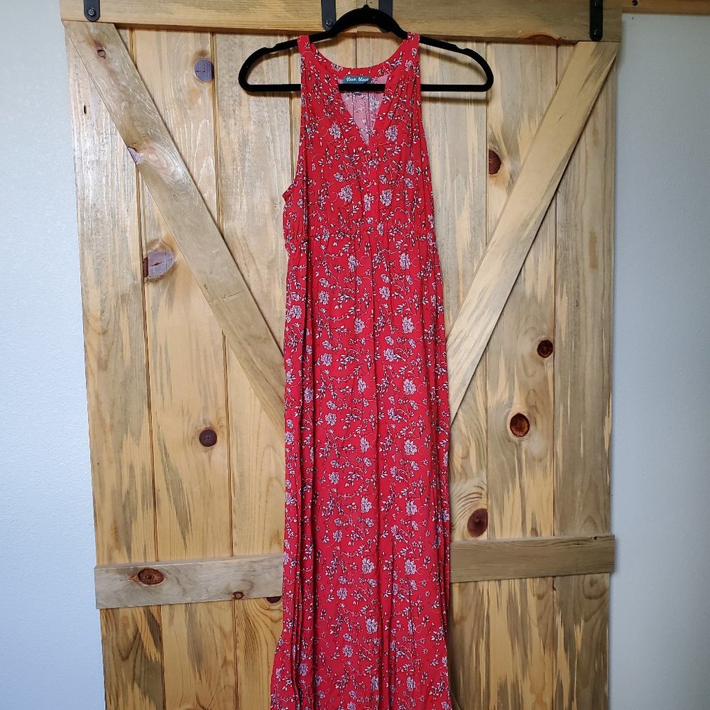 Red Floral Print Maxi dress